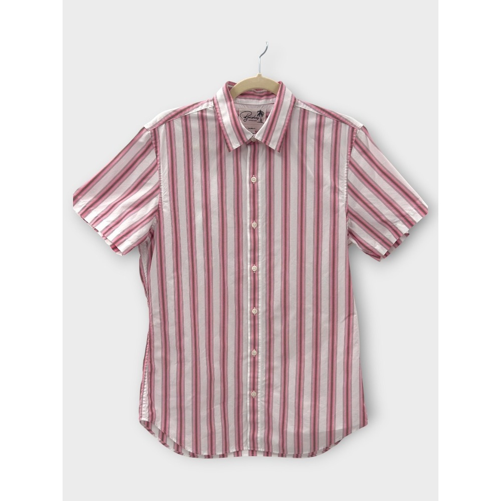 Bonobos Slim Fit Pink Striped Button Front Shirt Men's Medium Cotton Work Preppy